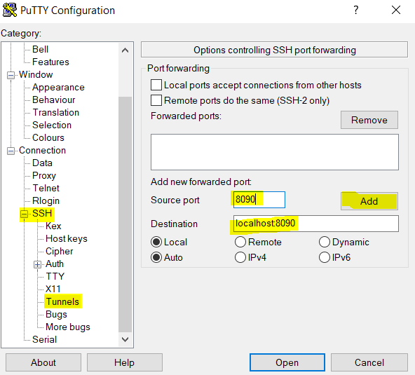 putty-portforward